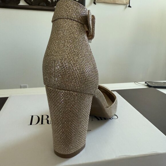 DREAM PAIRS Women’s Gold Glitter Block Heel Ankle Strap Pumps – Size 8 - Picture 6 of 7